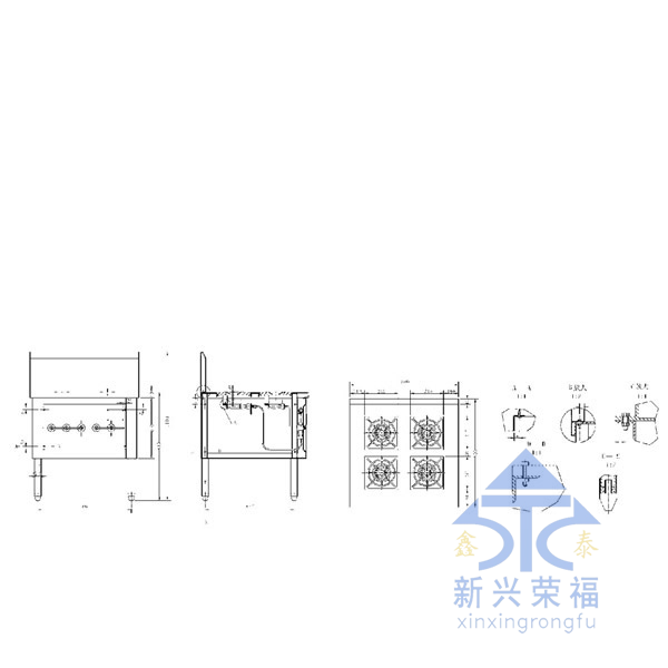 燃气砂锅灶（煲仔炉）尺寸图